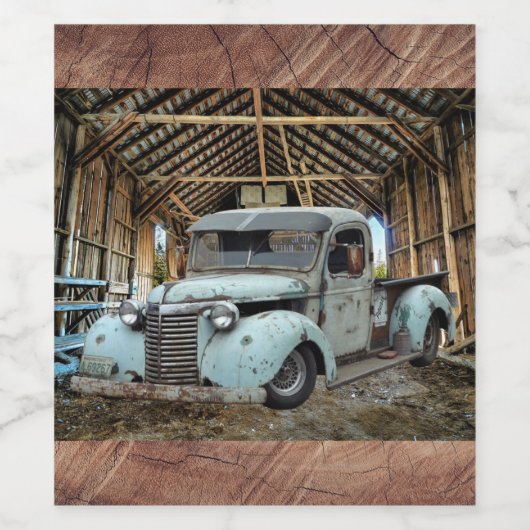 Blue Truck Rustic Barn Wijn Etiket (Enkel label)