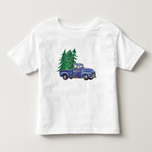 Blue Truck Tree Thema Verjaardag Shirt (Voorkant)