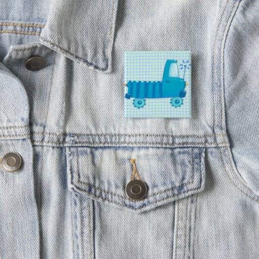 Blue Truck Vierkante Button 5,1 Cm (In situ)