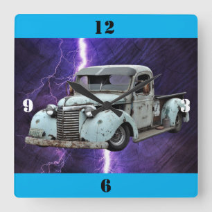 Blue Truck Vierkante Klok
