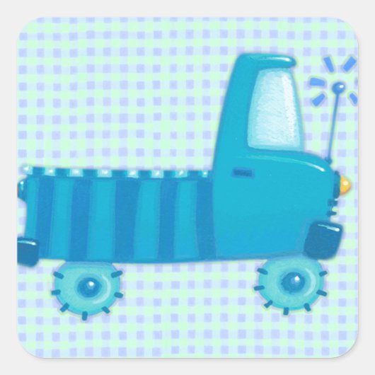 Blue Truck Vierkante Sticker (Voorkant)