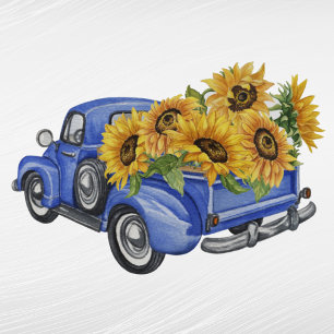  Blue Truck-zonnebloemen Sticker