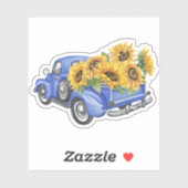 Blue Truck-zonnebloemen Sticker (Vel)