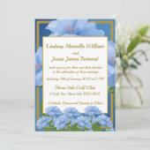 Blue Trumpet Flowers Garden Weddenschap Kaart (Staand voorkant)