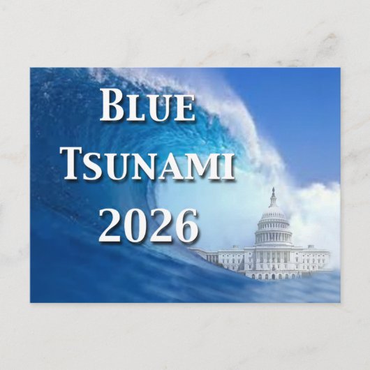 Blue Tsunami Election 2026 Briefkaart (Voorkant)