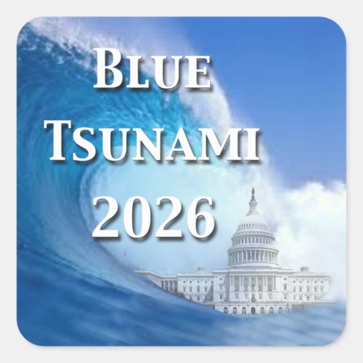 Blue Tsunami Election 2026 Vierkante Sticker (Voorkant)