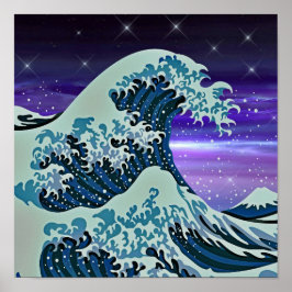 Blue Tsunami Wave Japans kunstschilderij Poster