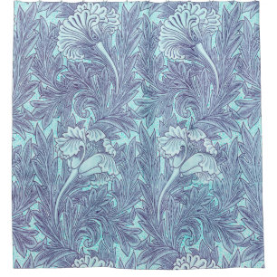 Blue Tulip Pattern van William Morris Douchegordijn