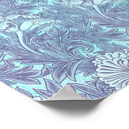 Blue Tulip Pattern van William Morris Poster (Hoek)
