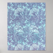 Blue Tulip Pattern van William Morris Poster (Voorkant)