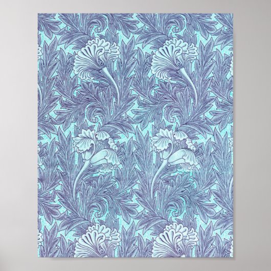Blue Tulip Pattern van William Morris Poster (Voorkant)