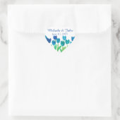 Blue Tulip Tuin Waterverf Bloemen Bruiloft Hart Sticker (Tas)