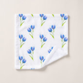 Blue Tulips Waterverf Patroon Bad Handdoek (Wasdoekje)