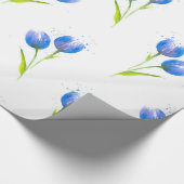 Blue Tulips Waterverf Patroon Cadeaupapier (Hoek)