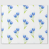 Blue Tulips Waterverf Patroon Cadeaupapier (Vlak)