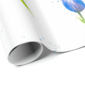 Blue Tulips Waterverf Patroon Cadeaupapier (Rol Hoek)