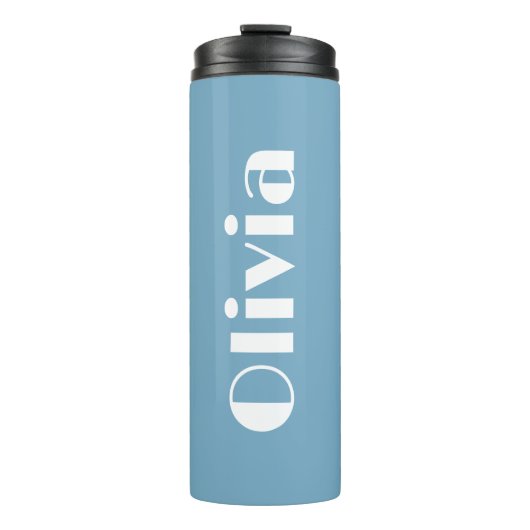 Blue Tumbler Gepersonaliseerde Grote Print Letters Thermosbeker (Voorkant)
