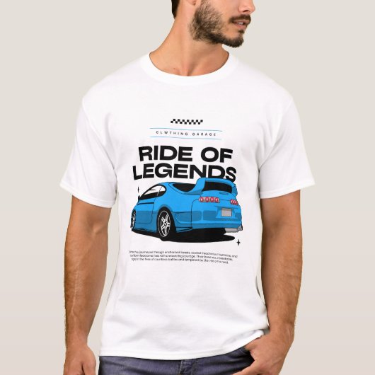 Blue Turbo Sports Car Illustratie T-shirt (Voorkant)