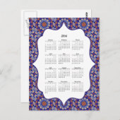 Blue Turkey Tile Pattern 2016 Calendar Briefkaart (Voorkant / Achterkant)