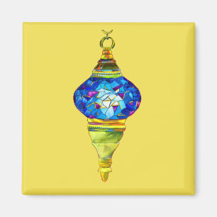 Blue Turkish Lamps mosaic art watercolor Magneet