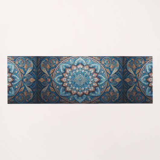 Blue Turkish Mandala Yogamat (Achterkant (horizontaal))