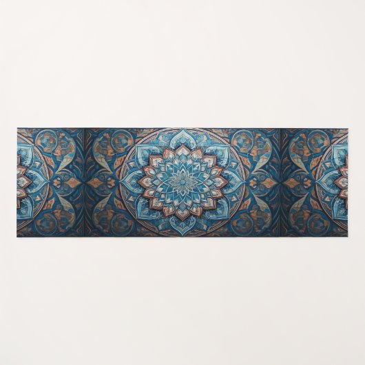 Blue Turkish Mandala Yogamat (Voorkant (horizontaal))