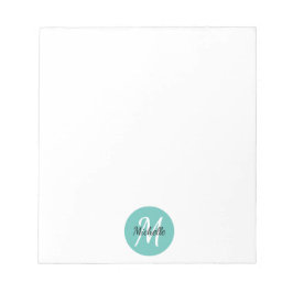 Blue Turqoise Simple Monogram Classic Trendy Notitieblok