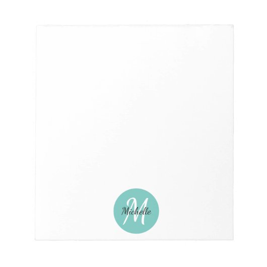 Blue Turqoise Simple Monogram Classic Trendy Notitieblok (Voorkant)
