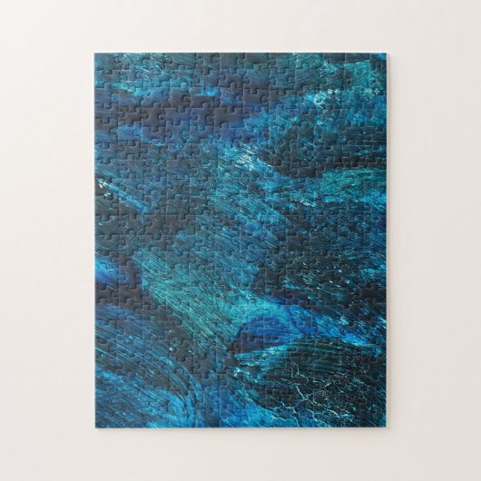 Blue Turqouise Glitter Brush Stroke Legpuzzel (Verticaal)