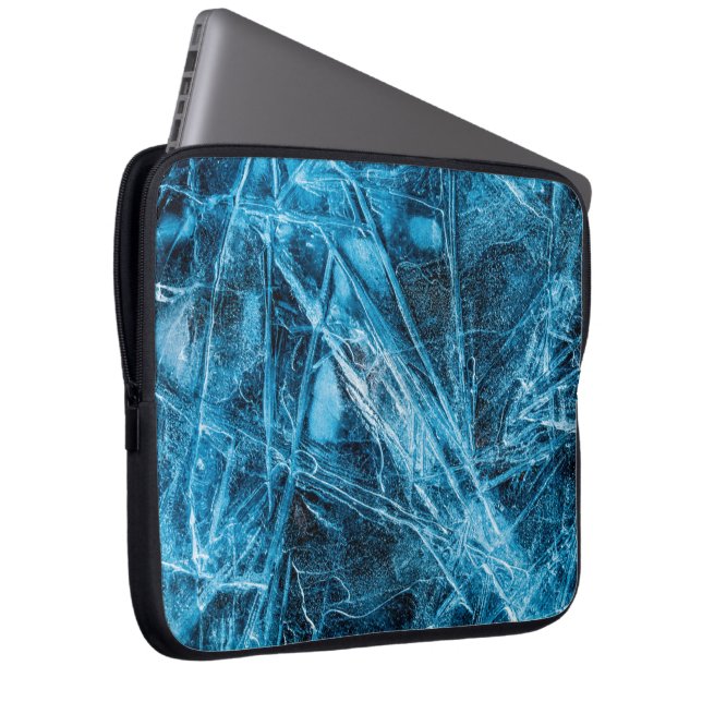 Blue Turquoise Abstracte Ice Art Laptop Sleeve (Voorkant Rechts)