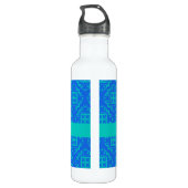 Blue & Turquoise Aqua Arabesque Moroccan Waterfles (Achterkant)