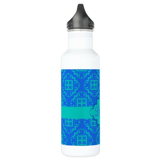 Blue & Turquoise Aqua Arabesque Moroccan Waterfles (Links)