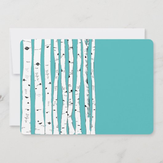Blue Turquoise Birch Tree Wedding Invitations Kaart (Achterkant)