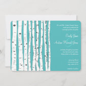 Blue Turquoise Birch Tree Wedding Invitations Kaart (Voorkant)
