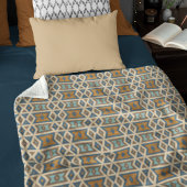 Blue Turquoise Blauwgroen Oranje bruin tribaal pat Fleece Deken