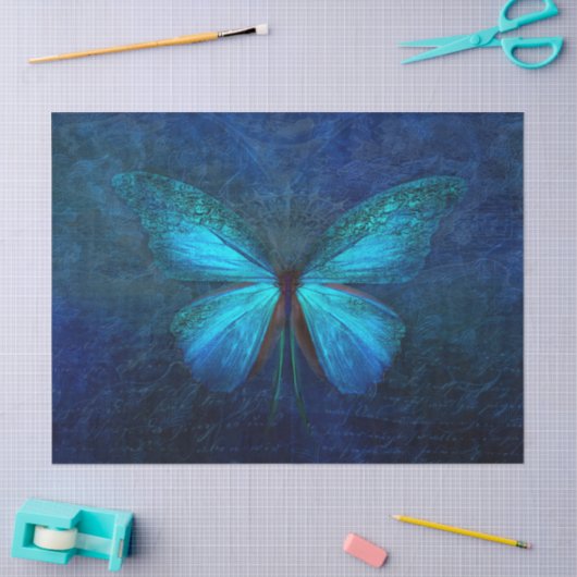 Blue Turquoise Butterfly-decoupage Tissuepapier (Craft)