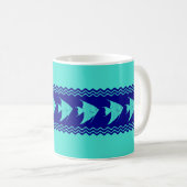 Blue Turquoise Coastal Angelfish Stripes Koffiemok (Voorkant rechts)