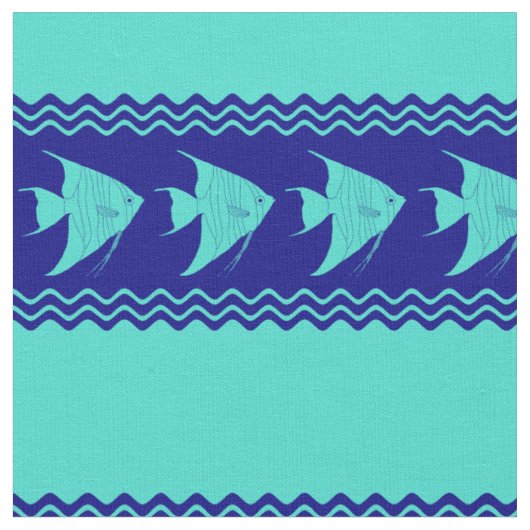 Blue Turquoise Coastal Angelfish Stripes Stof (Close Up)