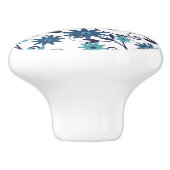 Blue Turquoise Floral Swirl Pattern Keramische Knop (Zijkant)