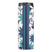 Blue Turquoise Flowers Monogram Thermosbeker (Achterkant)