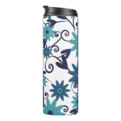 Blue Turquoise Flowers Monogram Thermosbeker (Geroteerd rechts)