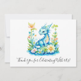 Blue Turquoise Green Dragon Baby shower Bedankkaart