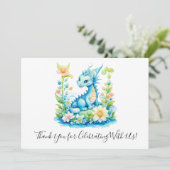 Blue Turquoise Green Dragon Baby shower Bedankkaart (Staand voorkant)