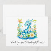 Blue Turquoise Green Dragon Baby shower Bedankkaart (Voorkant / Achterkant)