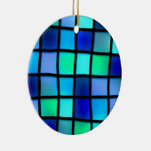 Blue Turquoise Green Paars Glas in lood Art Keramisch Ornament (Rechts)