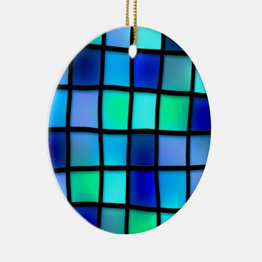 Blue Turquoise Green Paars Glas in lood Art Keramisch Ornament (Rechts)