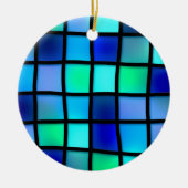 Blue Turquoise Green Paars Glas in lood Art Keramisch Ornament (Voorkant)