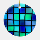 Blue Turquoise Green Paars Glas in lood Art Keramisch Ornament (Achterkant)