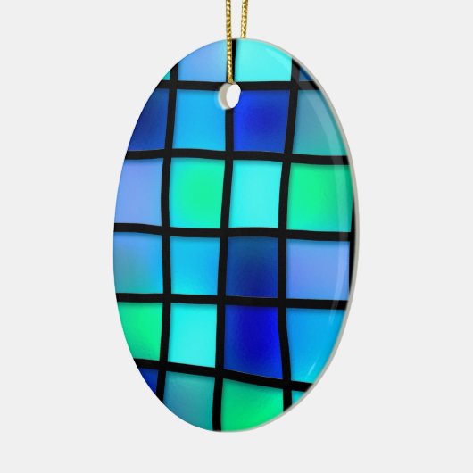 Blue Turquoise Green Paars Glas in lood Art Keramisch Ornament (Links)