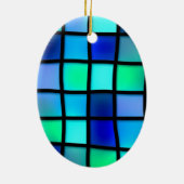 Blue Turquoise Green Paars Glas in lood Art Keramisch Ornament (Achterkant)